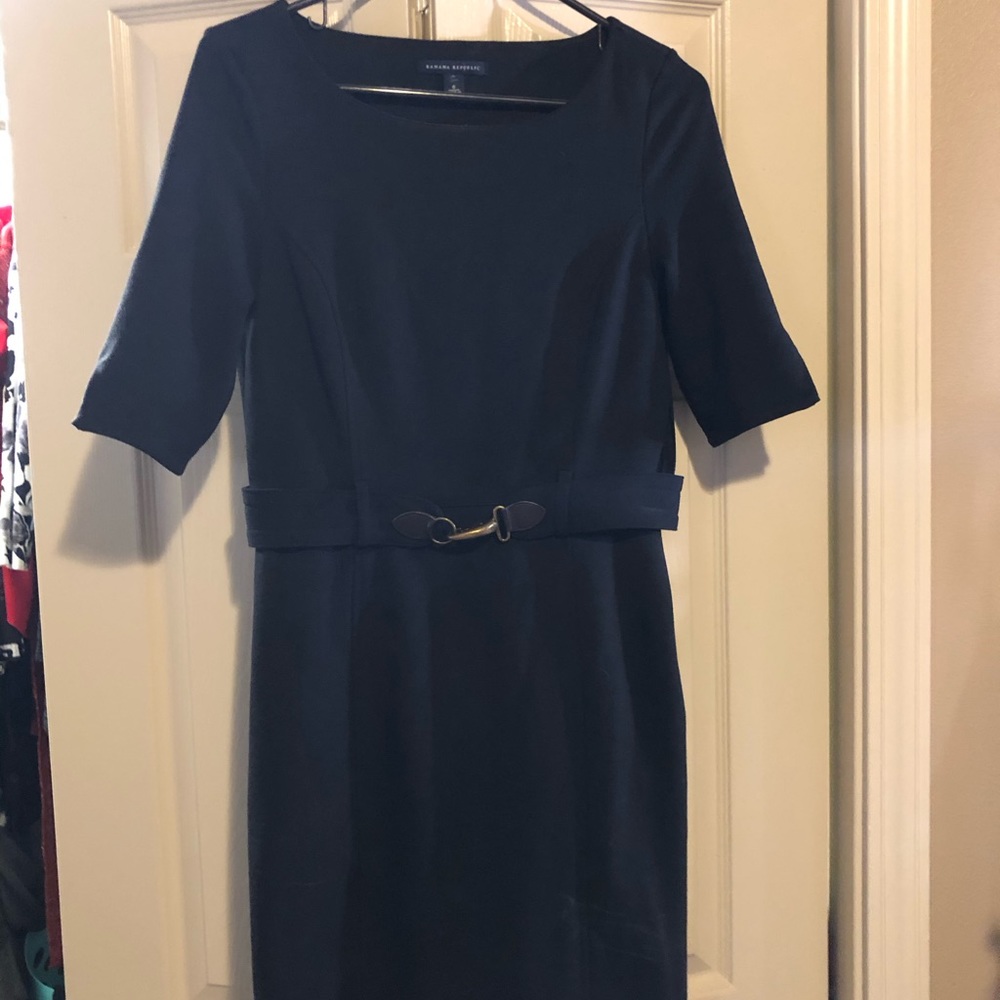 Banana republic black belted dress